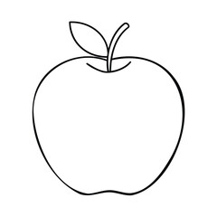 Outline an apple with a stem leaf on a fruit food