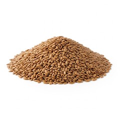 Obraz premium Golden Brown Flax Seeds Piled in 3/4 Angle View on White