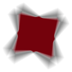 Abstract geometric shape with overlapping red and gray elements and striped edges
