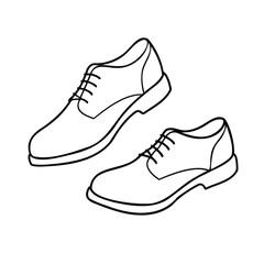 Classic black leather oxford shoes with laces on a white background