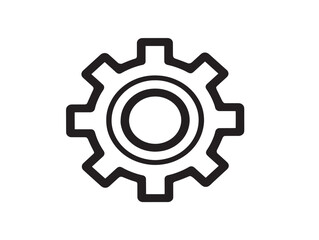 Mechanical Gear Icon in Clean Minimal Line Art