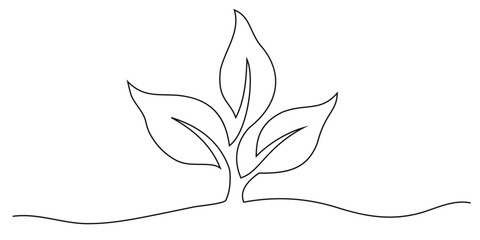 Grow plant icon continuous one line drawing and minimalist style isolate outline vector icon