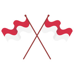 Crossed Indonesian red white flags for Independence Day	