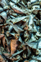 Dried fish texture in the market