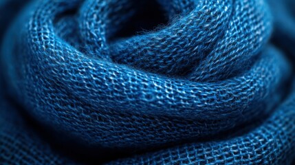 Fototapeta premium Close-up of coiled blue fabric