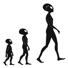Alien silhouettes walking progression extraterrestrial