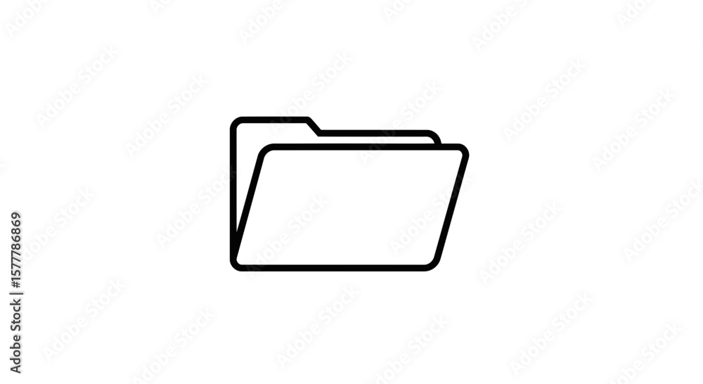 Fototapete Outline of a file folder with a document sticking out in black color
