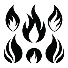 Black abstract flame icons fire silhouette