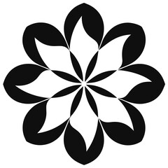 Black abstract floral design with overlapping petals