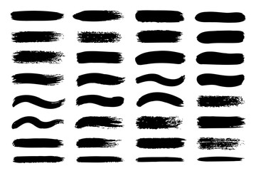Set of Different Grunge Brush Strokes Vector Collection of Rough Hand-Drawn Paint Textures