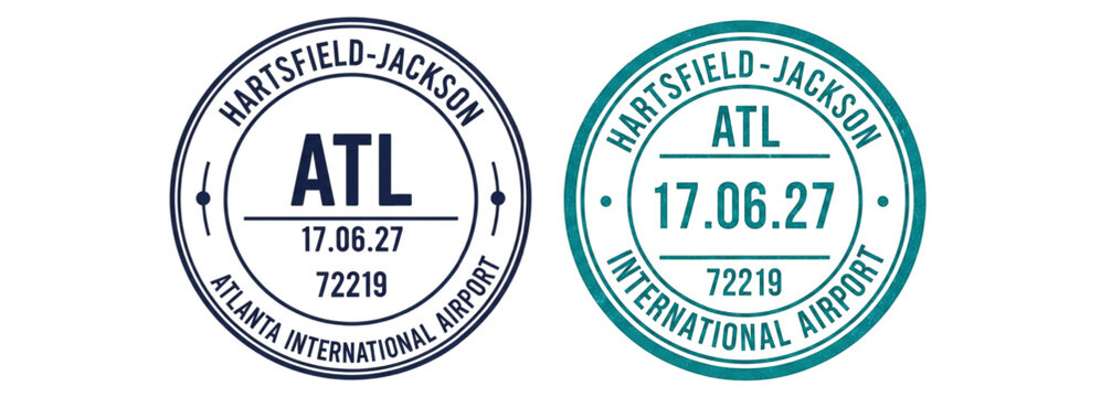 Atlanta Airport ATL Passport Stamp Design &ndash; Hartsfield Jackson International Vector Badge