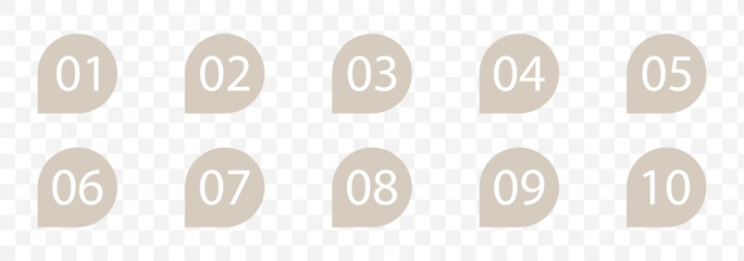 Number digit icon set. Bullet Points, info markers, Triangle icon arrow set, Number, Flags, 1 to 10 Flat, design, isolated, vector. Vector illustration. EPS file 3.