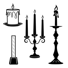 Black silhouette candle holders and candles candlestick