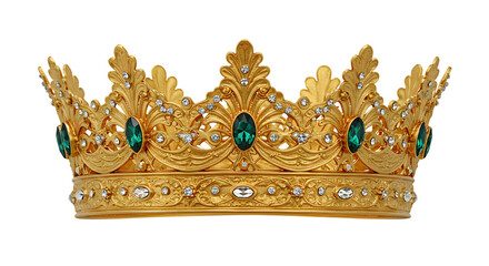 Majestic Golden Crown Adorned with Emeralds and Diamonds