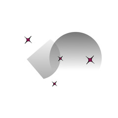 Abstract design featuring overlapping shapes, geometric forms, and subtle shading.