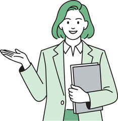 Professional Woman Presenting Elegant Businesswoman Gesture and Corporate Style