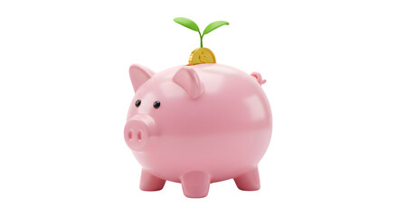 Financial Growth and Investment Concept, Piggy Bank with Sprouting Coin