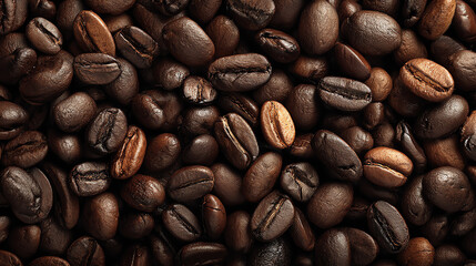 Obraz premium A close-up view of coffee beans showcasing their rich textures and various hues, perfect for coffee enthusiasts and culinary use.