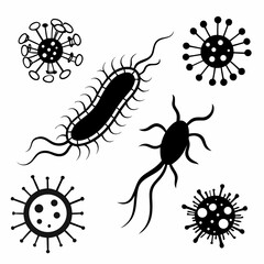 Diverse microscopic organisms and viral particles bacteria