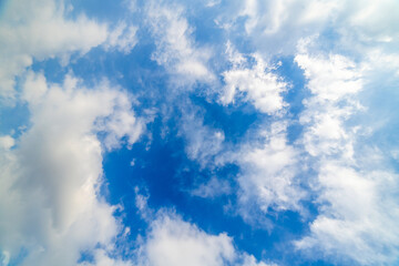 Bright serene sky with fluffy clouds in natural environment