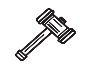 Simple Clean Vector Hammer Icon Line Drawing