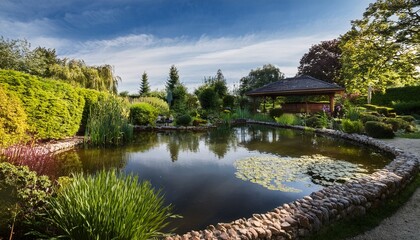 Fototapeta premium near natural garden pond naturnaher gartenteich
