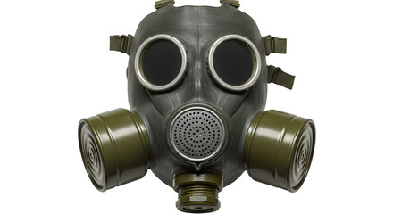 Front View of a Dark Green Military Gas Mask
