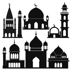 Islamic architecture mosque silhouettes domes minarets