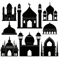 Islamic architecture mosque domes minarets silhouettes