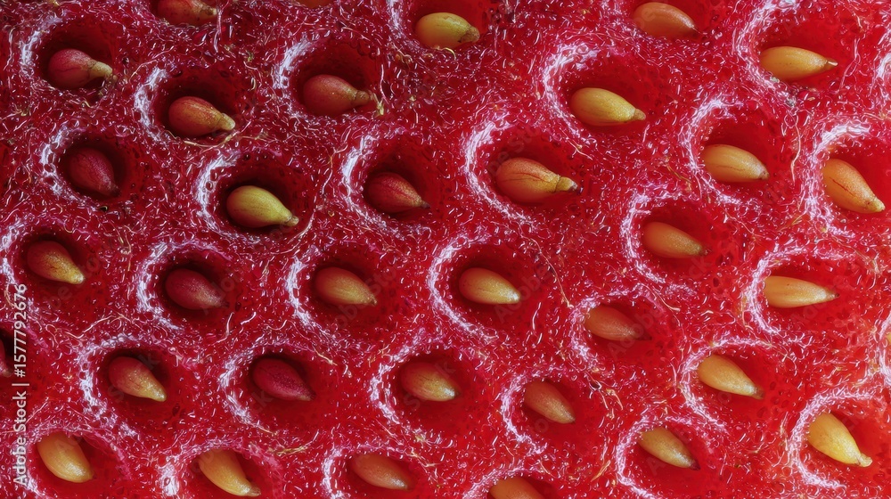 Aufkleber close-up view of strawberry seed pattern showcasing intricate textures and clean background highligh