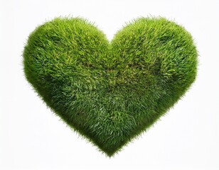 heart shaped grass patch for eco design isolated