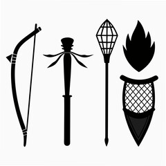 Jungle hunter tools bow torch shield arrow primitive
