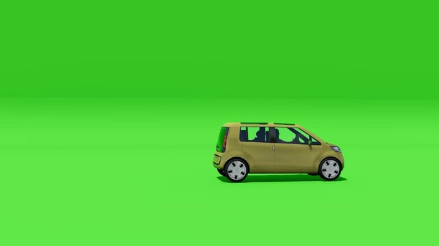 Very compact vehicle ideal for city use, on chroma green