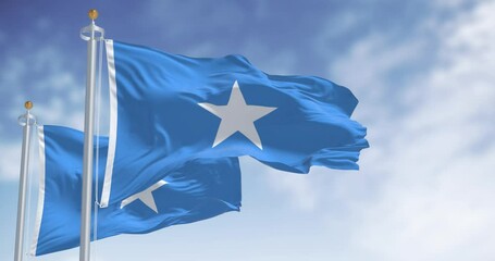 Somalia national flags waving in the wind