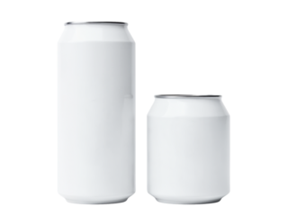 Blank beverage cans tall and short isolated
