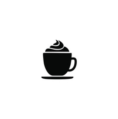 Black coffee cup with whipped cream on saucer beverage