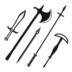 Medieval Weapons Silhouettes hammer sword