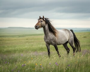 Fototapeta premium American Mustang in the Open Field