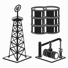Oil rig barrels pipeline industrial equipment oil barrels