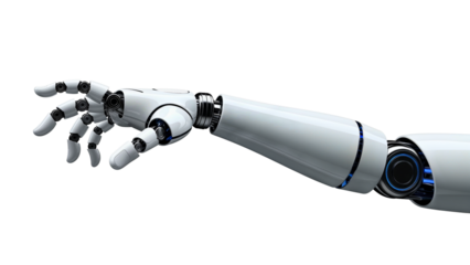 Advanced robotic arm with extended fingers isolated
