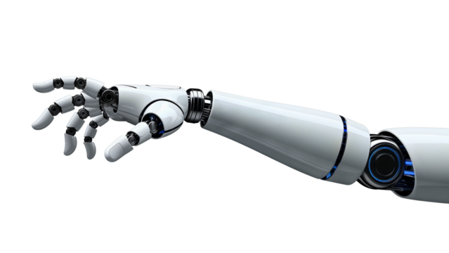 Advanced robotic arm with extended fingers isolated
