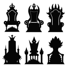 Ornate royal throne silhouettes collection king queen