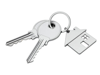 Metal house keys with silver home keychain

