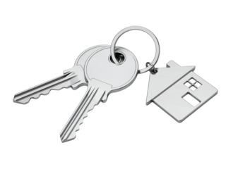 Metal house keys with silver home keychain
