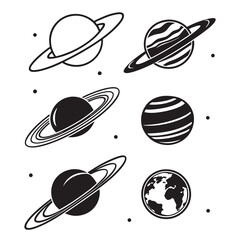 Planetary celestial bodies with rings and stripes saturn