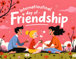 Fototapeta premium Ai generated of image in vector view with day of friendship concept