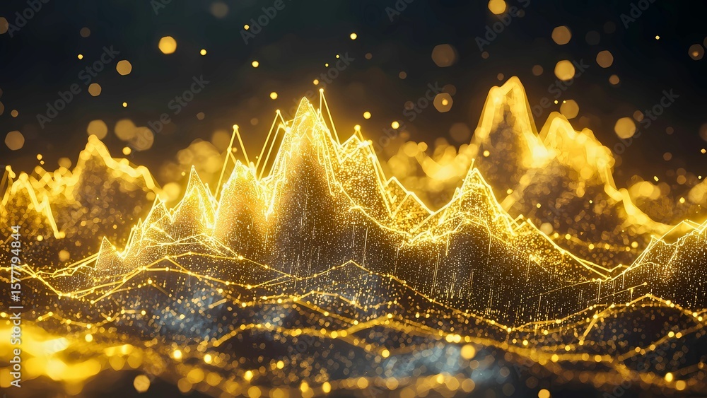 Poster a mesmerizing digital landscape with dynamic lines and dots