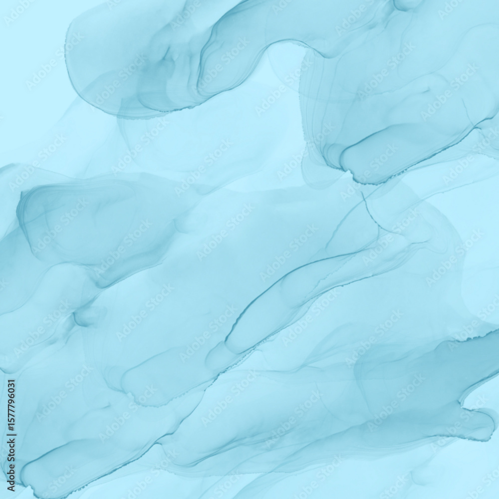 Poster abstract blue ink diffusion background with delicate swirls and fluid shapes creating a serene and e