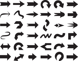 Curved and Straight Arrow Icons Set


