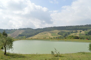 landscape with lake and mountains